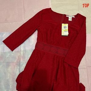 American Rag Chili Red Long Sleeve Skater Dress
